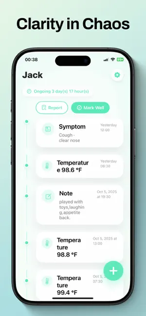 Fever & Symptom Tracker Log screenshot 1