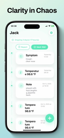 Fever & Symptom Tracker Log Screenshot 1 of 6