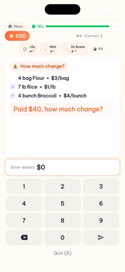 Captura de pantalla de Market Math: Mental Calc en iPhone 3