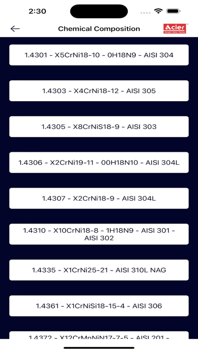 Screenshot 1 of Acier Metal Weight Calculater App