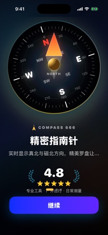 指南针666 - 罗盘GPS经纬度海拔高度定位指南针 screenshot