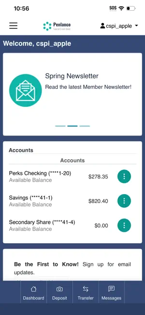 Penlanco FCU Mobile Banking screenshot 2