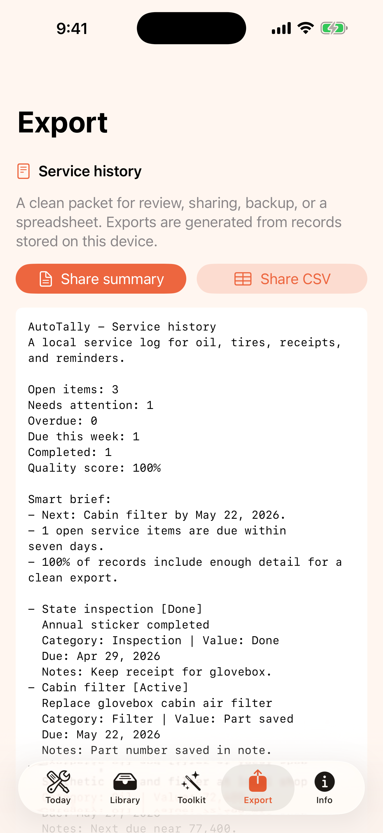 Auto Tally App screenshot 5 of 5