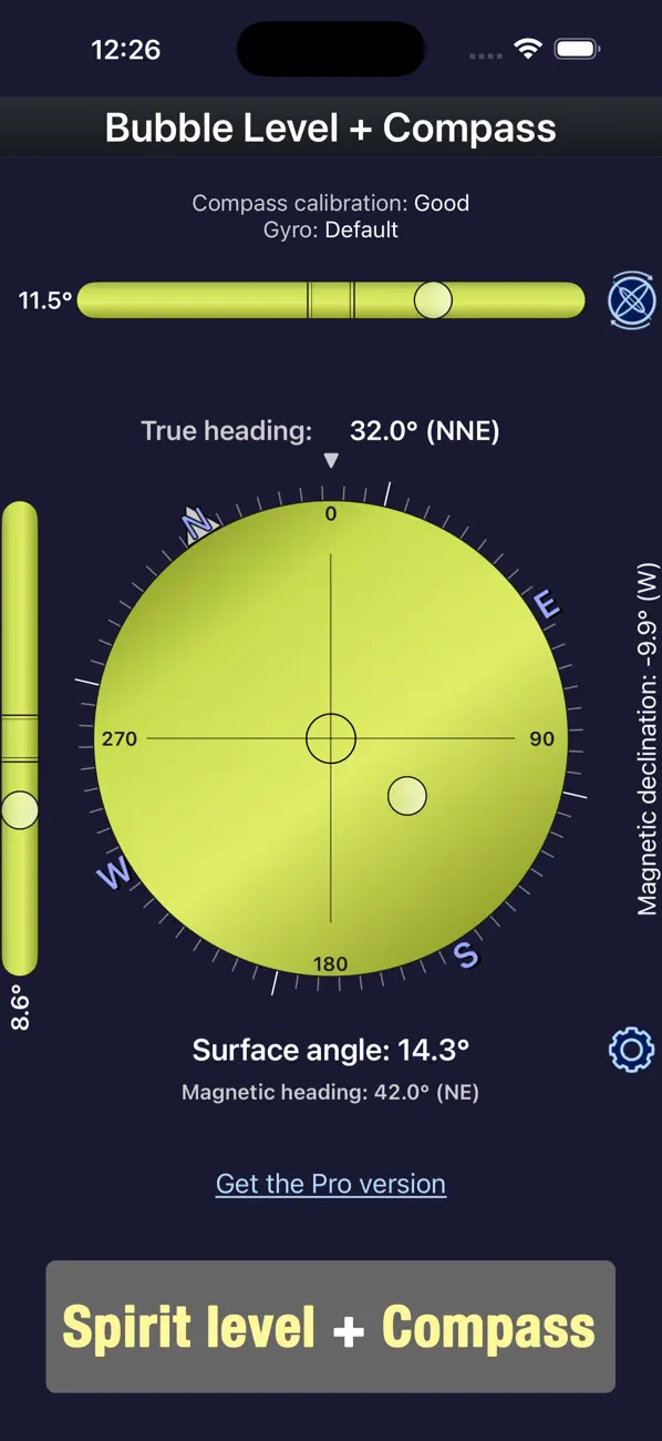 Screenshot #1 pour Bubble Level + Compass
