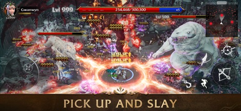 Call of Dragons - Observe the chaos and exhilaration of large-scale combat, featuring countless units engaging in battle and real-time feedback with damage numbers and level-up indicators.