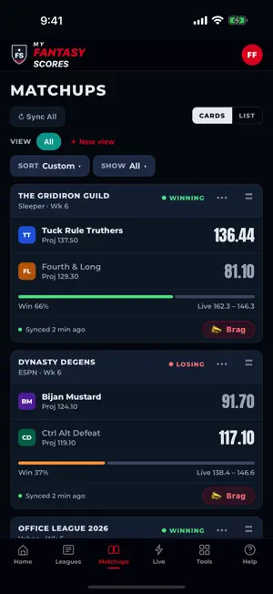 My Fantasy Scores screenshot 2