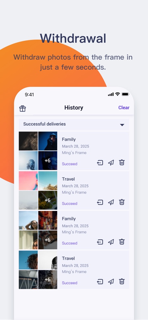 Uhale - Dieses Tool ermöglicht die volle Kontrolle über gesendete Inhalte, ersichtlich an der detaillierten Übersicht der erfolgreichen Übertragungen und den Funktionen zum Zurückziehen, erneuten Senden oder Löschen von Einträgen.