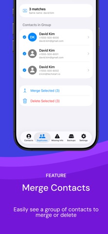 Clean My Contacts iPhone screenshot