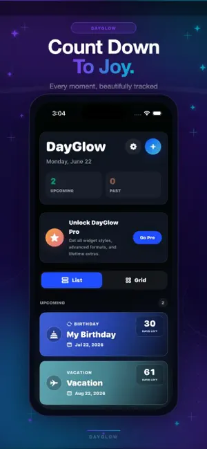 DayGlow: Countdown Timer screenshot 1