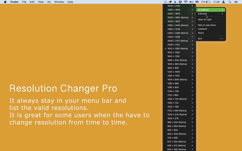 Resolution Changer Pro app screenshot