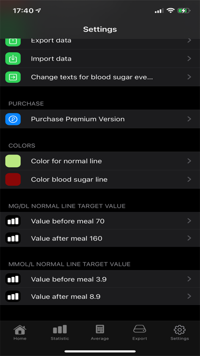 Blood sugar diary App Screenshot