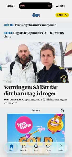 ÖP Nyhetsapp iPhone screenshot 1