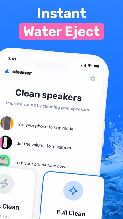 Speaker cleaner. Water eject. Screenshot