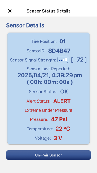 Jayco Family TPMS screenshot