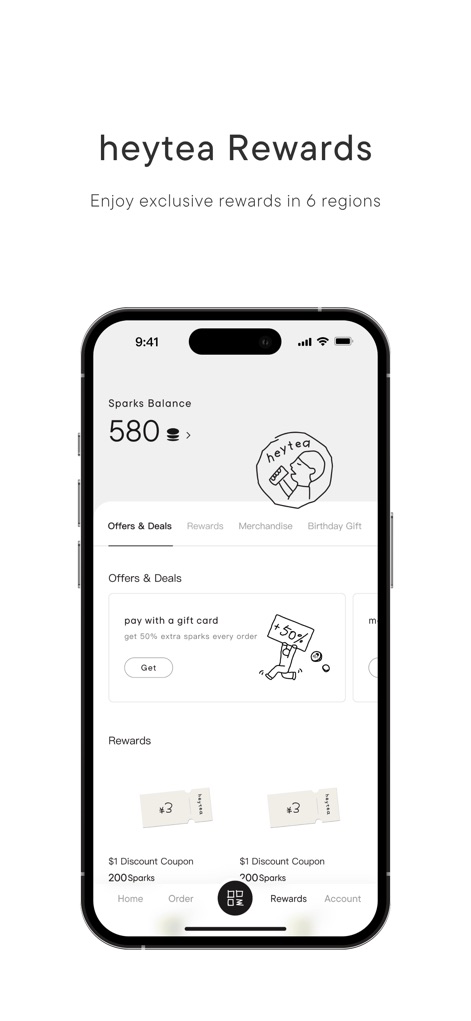 heytea - Nutzer können ihren Sparks-Punktestand einsehen und von exklusiven Prämien wie speziellen Angeboten und Rabattcoupons profitieren.