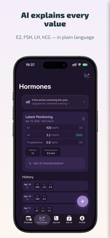 Embya: IVF Tracker & AI iPhone screenshot