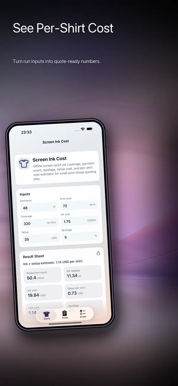 Screenshot #3 pour Screen Ink Cost