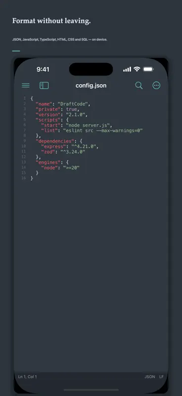 DraftCode: Code & Text Editor screenshot 5 of 8