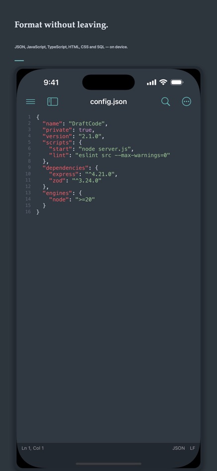 #5. DraftCode: Code & Text Editor (iOS) Av: 献慧 陈