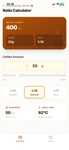 Coffee Ratio Calculator Pro screenshot