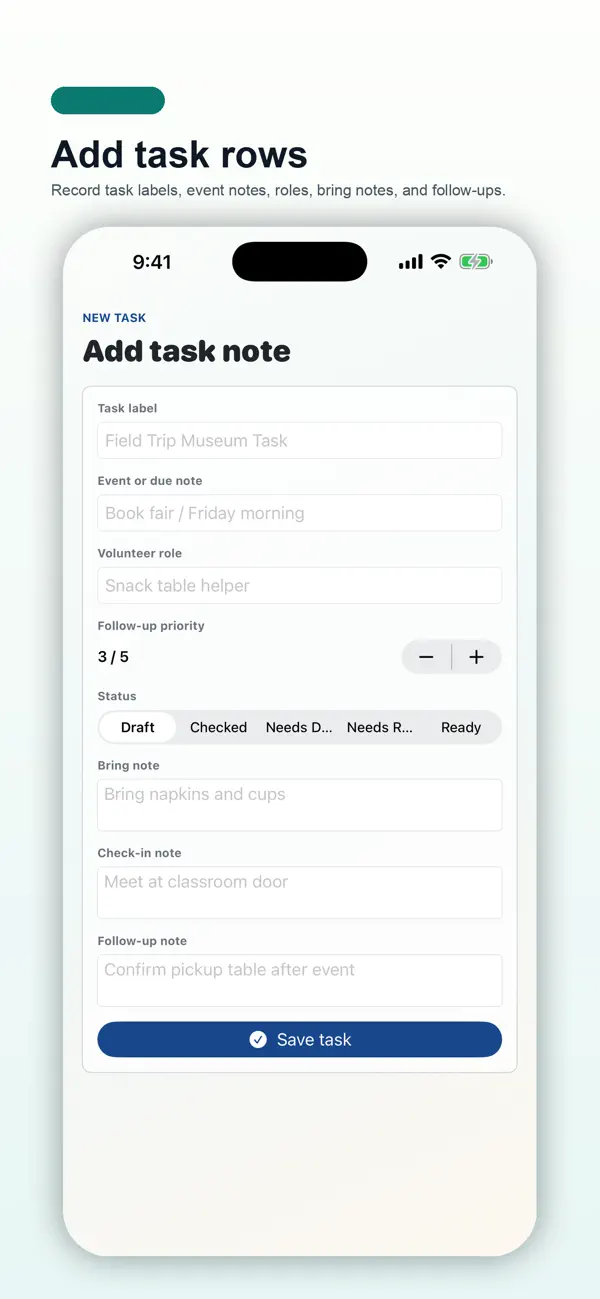 Screenshot #2 pour Class Volunteer Task Pad