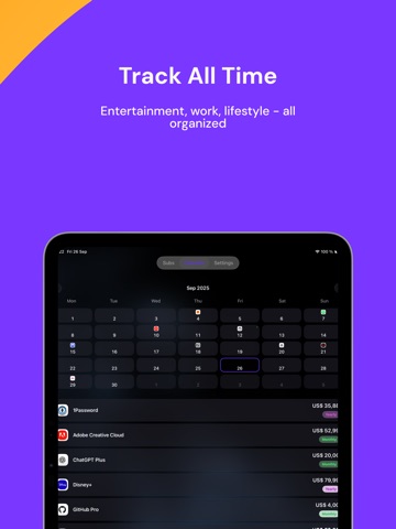 Subscription Tracker - Submind iPad screenshot