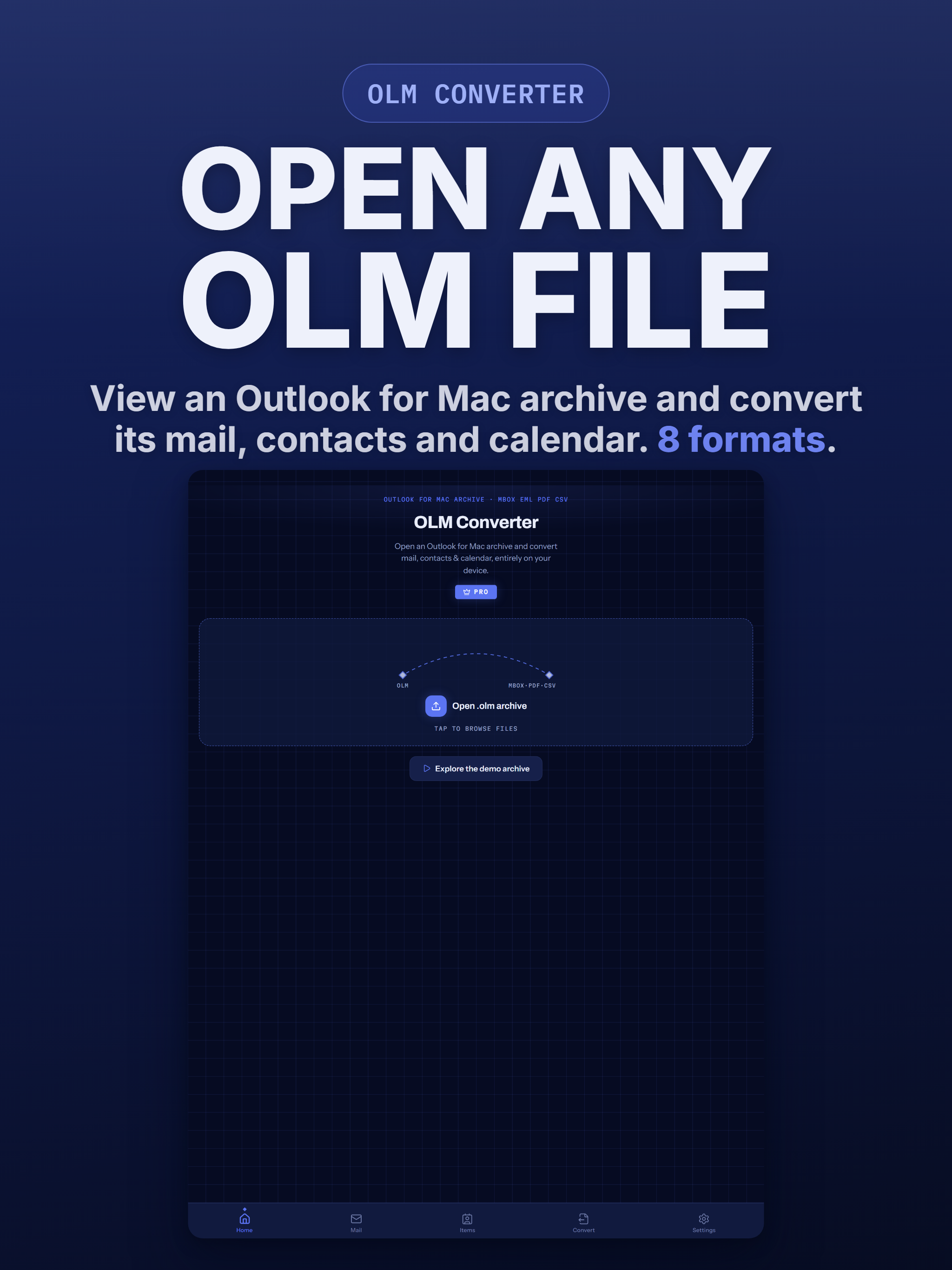 OLM Converter · Viewer, Reader