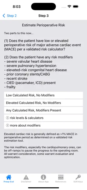 Preop Eval screenshot 2