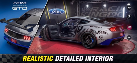 Racing Kingdom - Appreciate the meticulous attention to detail with an up-close look at the Ford Mustang GTD, showcasing its realistic and fully rendered interior and exterior design.
