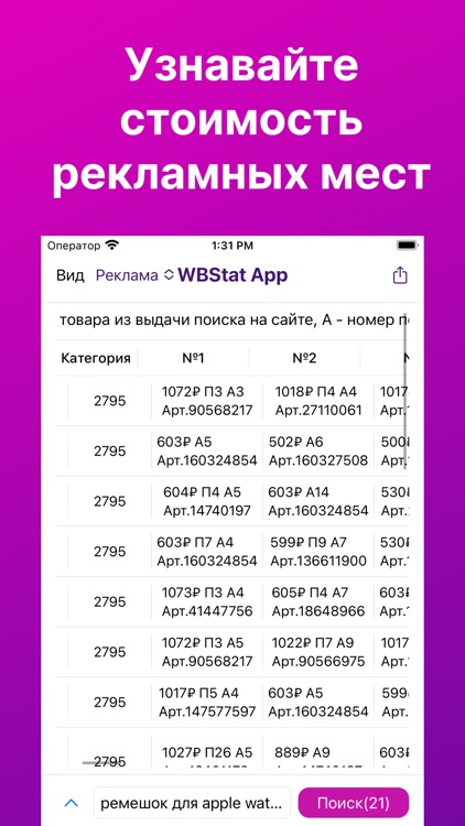 WBS App: Аналитика и цены WB