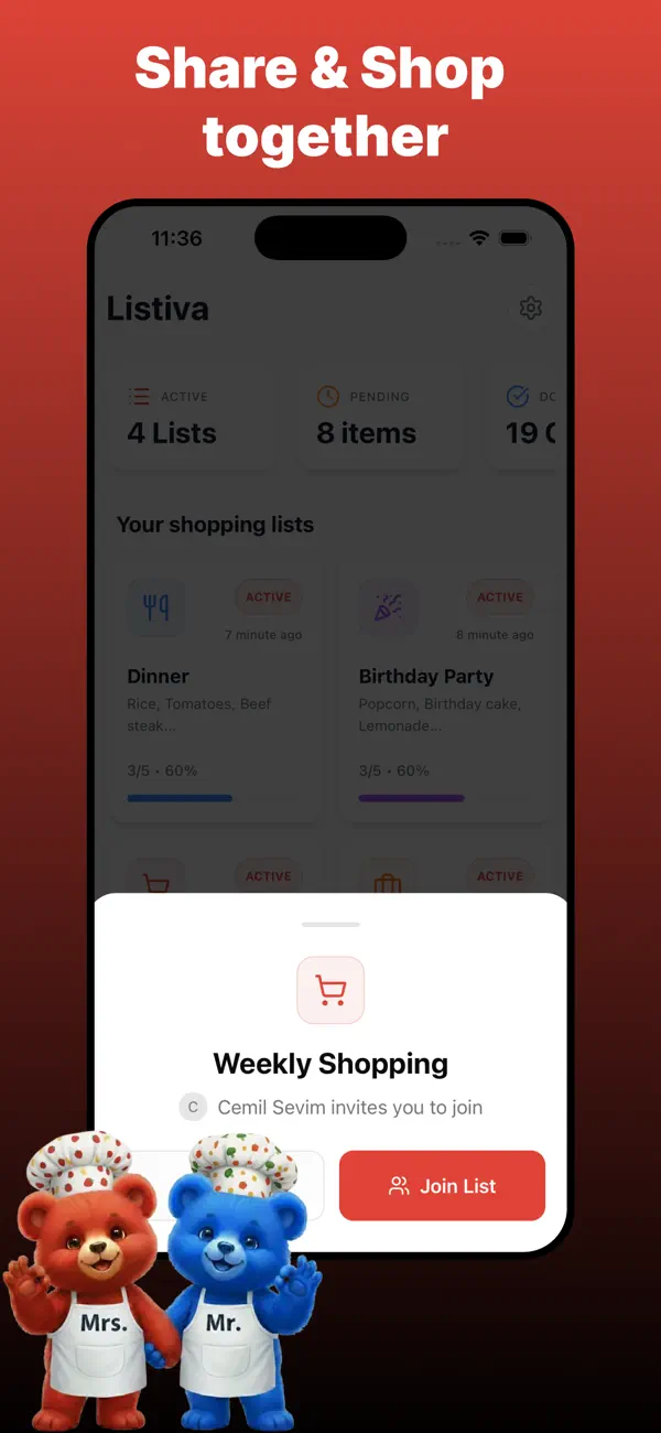 Screenshot #2 pour Listiva: Shared Shopping List