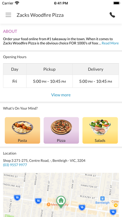 Zacks Woodfire Pizza Screenshot