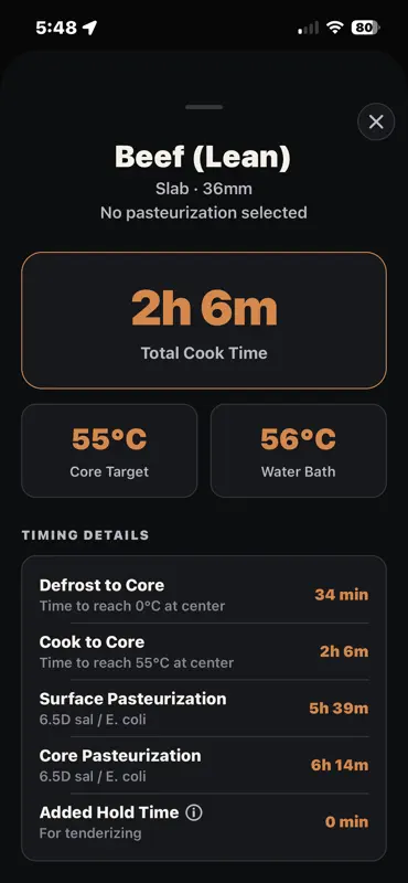 Underbelly Sous Vide Calc screenshot 2 of 9