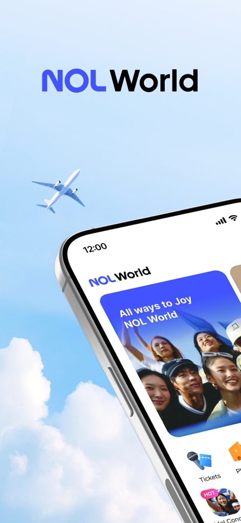 NOL World - Discover the app's vibrant NOL World branding and its inviting home screen, showcasing K-pop fan imagery and a welcoming slogan.