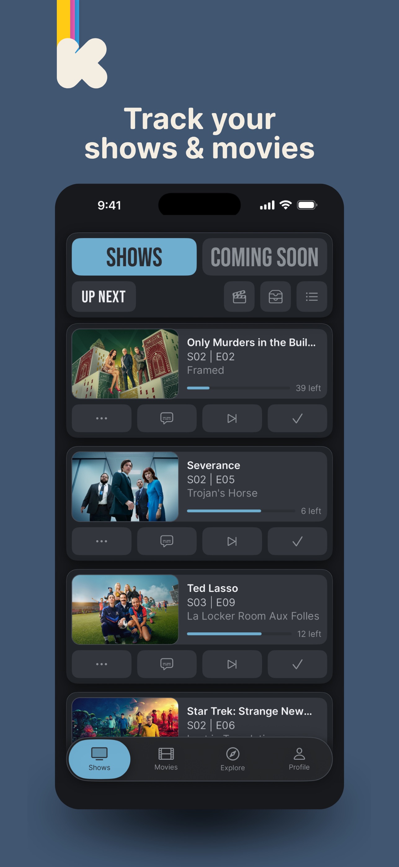 Screenshot 1 of Kodigo: Shows Movies Watchlist