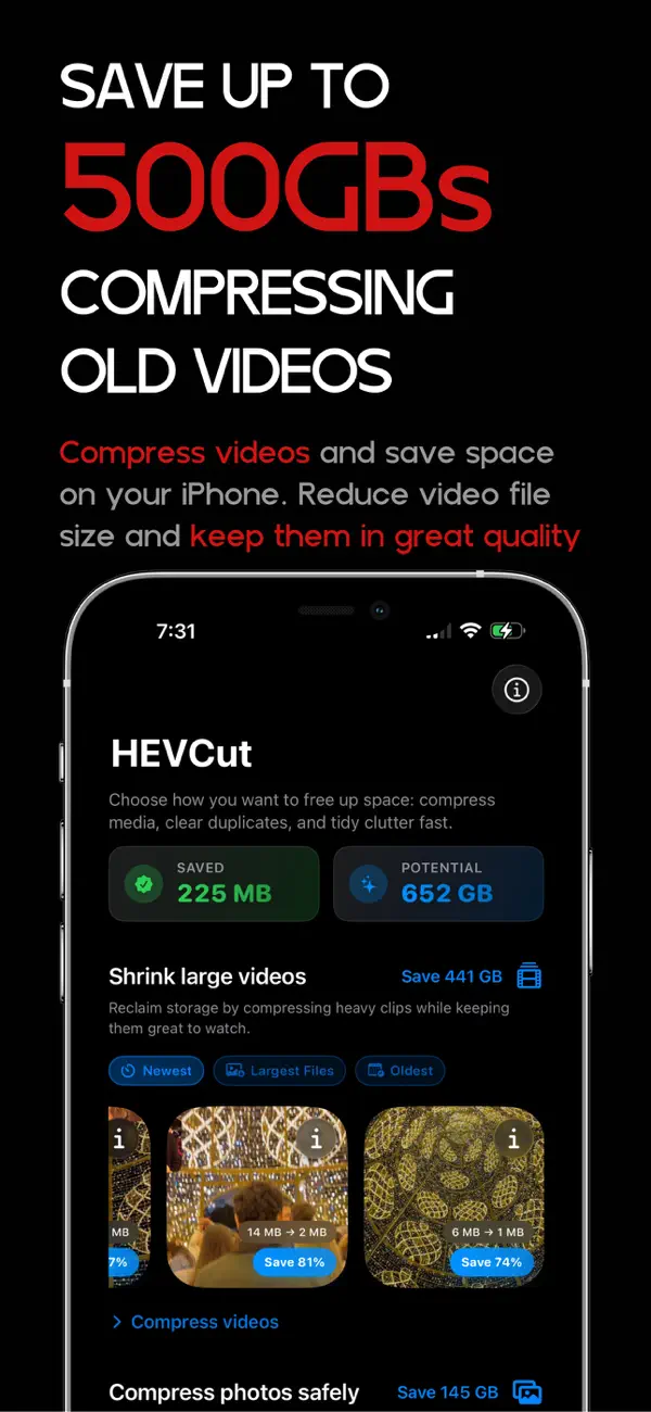 #1. Video Compressor - HEVCut (iOS) Ved: Alejandro Pacheco