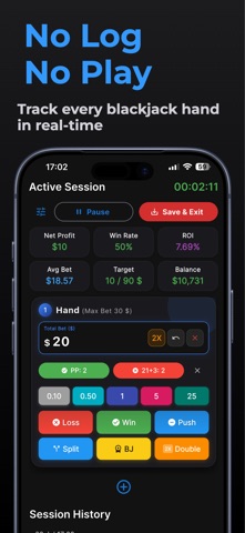 Blackjack Tracker: Analytics screenshot