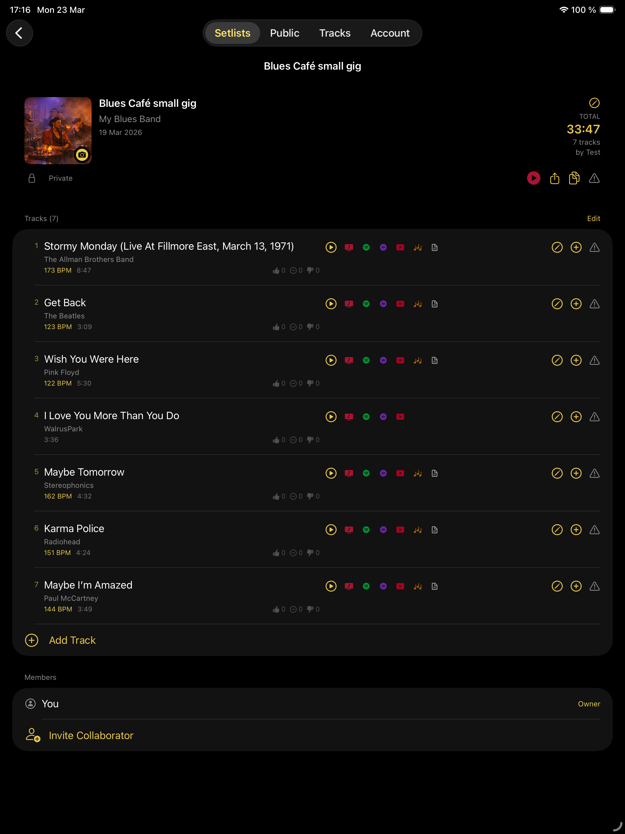 The Live Setlists