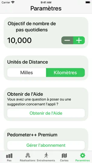 Capture d'écran de Podomètre++ sur iPhone 8