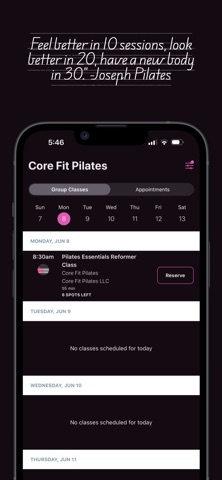 Core Fit Pilates LLC iPhone screenshot