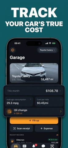 Brimly AI: Car MPG & Gas Log iPhone screenshot