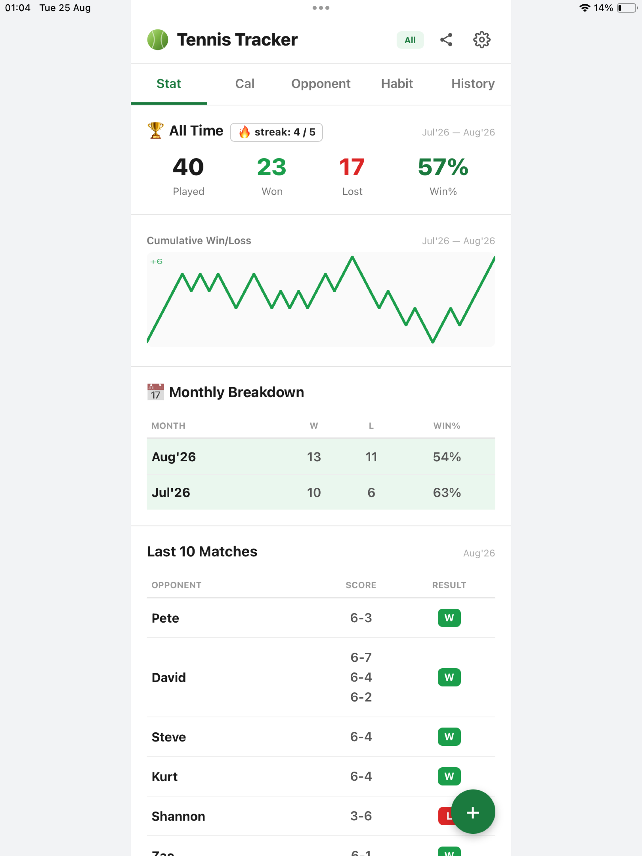 Tennis Tracker Lite screenshot 7