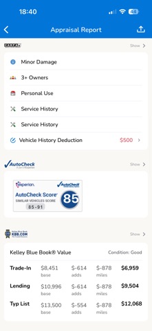 AutoHub Appraisal iPhone screenshot