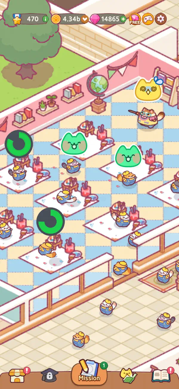 Cat School : Idle Cute Tycoon iOS Mod IPA screenshot 5 - iOS game interface
