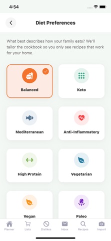 Family Meal Plan App screenshot