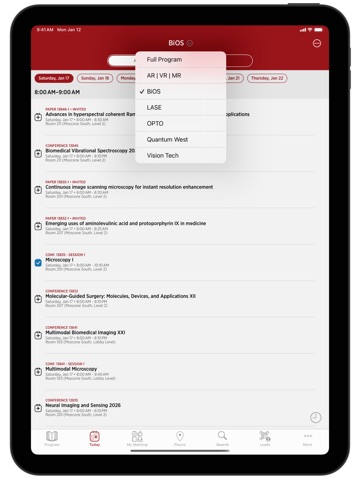 SPIE Conferences iPad screenshot