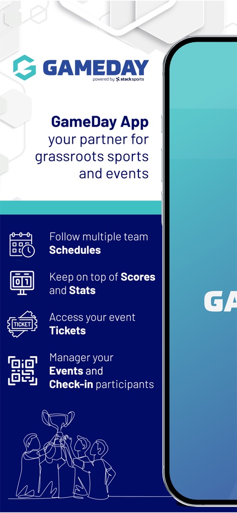 GameDay App - Die GameDay App präsentiert ihre vielfältigen Funktionen für Sportbegeisterte, inklusive der Verwaltung von Team-Zeitplänen und dem einfachen Zugriff auf digitale Tickets.