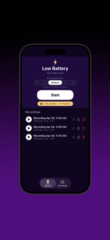 Low Battery Voice Recorder screenshot