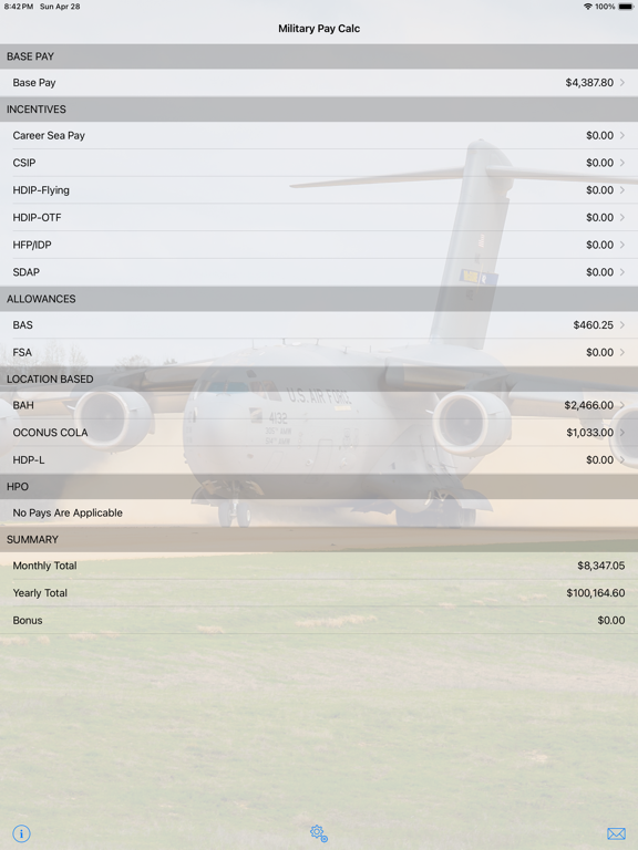 Screenshot #4 pour Military Pay Calc