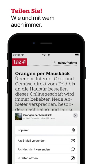 taz, die tageszeitung Screenshot